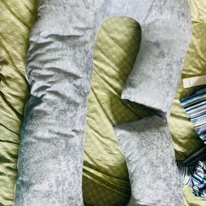 Fun homes cotton ultra soft hollow fibre c shaped maternity pillow - grey